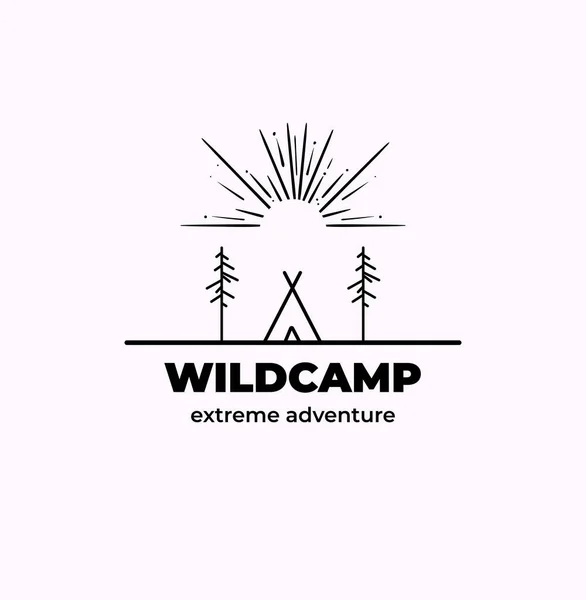 Insignia del logotipo de la aventura forestal en estilo de esquema — Vector de stock