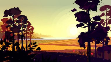 Doğal peyzaj. Vektör çizim tasarımınız için.