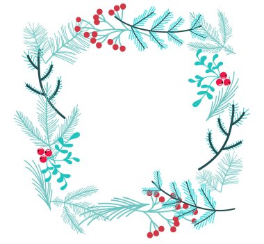 Yaprak, çilek, dalları ve beyaz arka plan üzerinde kare etiketi ile tebrik kartı. Bahar davet için mükemmel