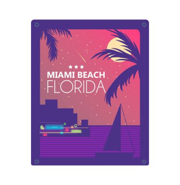 Baskı için Miami yaz kavramı vektör grafik tasarım