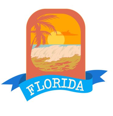 Surf Florida tipografi, tee shirt grafik amblem, vektör illüstrasyon.