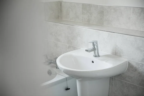 Close Shot Bathroom Sink New Home — Stock Photo, Image