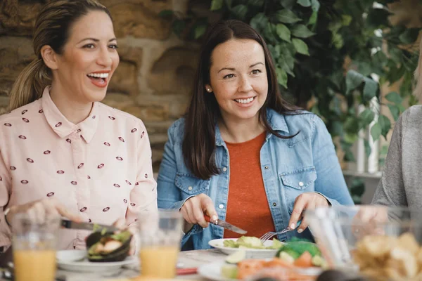 Hablar durante un almuerzo saludable — Foto de Stock