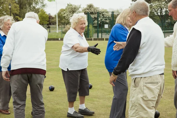 Senior Adults Shaking Hands — Stock Photo, Image