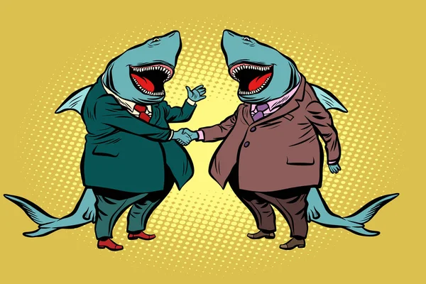 Business man shark business partnership — стоковый вектор