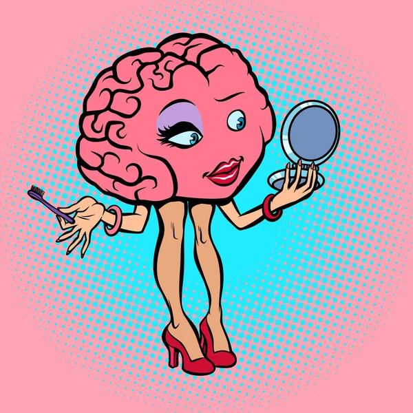 Charakter mozek ženy make-up řasa — Stockový vektor