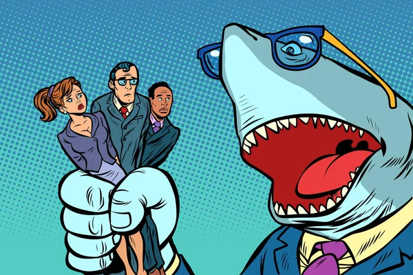 Акулы босс бизнес и офисный персонал — стоковый вектор