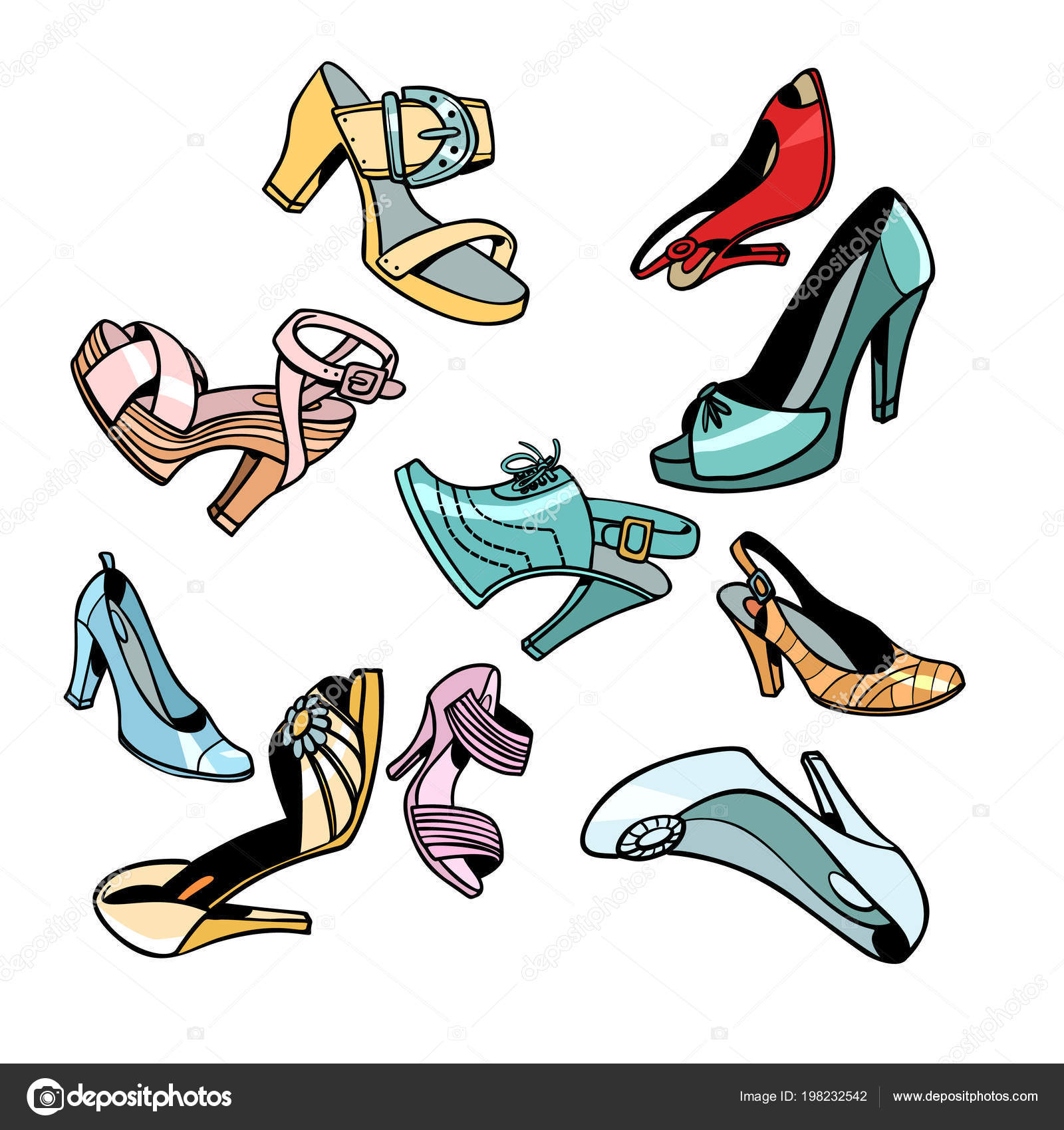 Zapatos de mujer sobre fondo blanco vector, gráfico vectorial © rogistok imagen #198232542 Zapatos de mujer sobre fondo blanco vector, gráfico vectorial © rogistok imagen #198232542