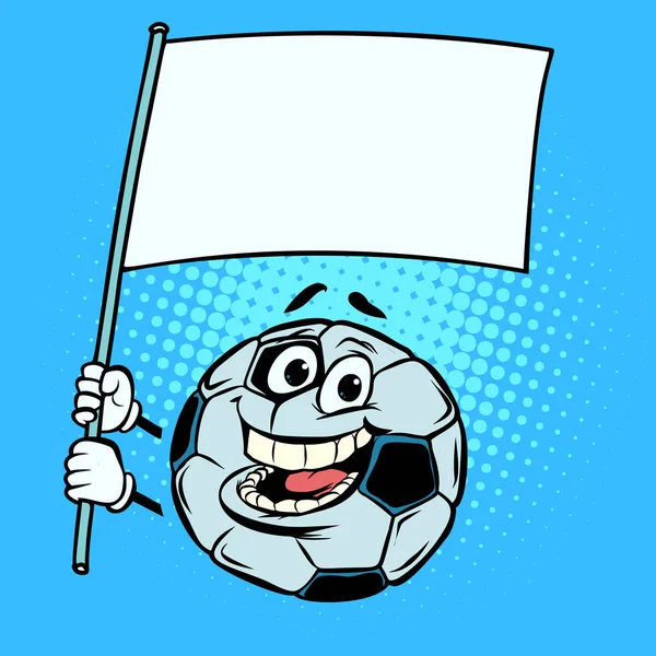 National flag form template. Football soccer ball. Funny charact — Stock Vector