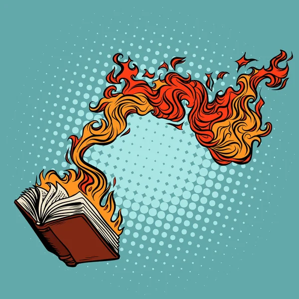 Buku terbakar. menghancurkan pengetahuan dan budaya - Stok Vektor
