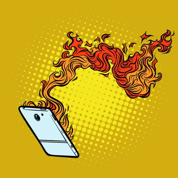 Chamas de smartphones. destruição da tecnologia — Vetor de Stock