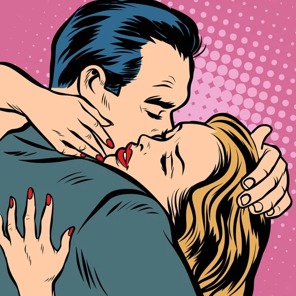 Homme et femme câlins, amour et romance — Image vectorielle