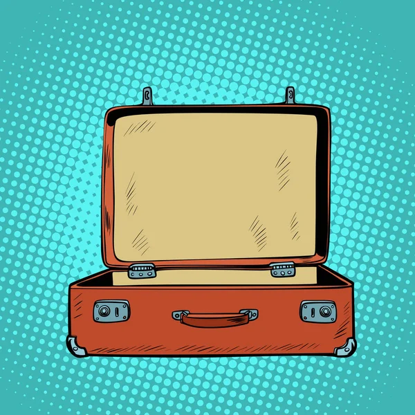 Old open retro suitcase. Travel and tourism — Stock Vector