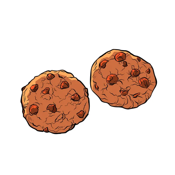 Μπισκότα τσιπ σοκολάτας απομονωθεί σε λευκό φόντο — Διανυσματικό Αρχείο