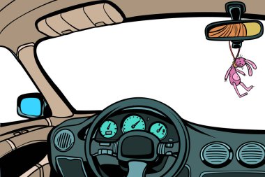 Araba, kabin içinde--dan görünüm. Beyaz bir arka plan üzerinde izole