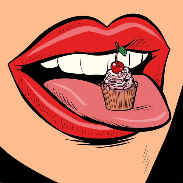 Capkake língua feminina boca —  Vetores de Stock