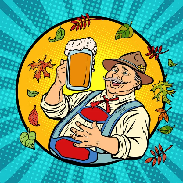 Oktoberfest Viejo alemán con cerveza — Archivo Imágenes Vectoriales