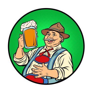 Oktoberfest Bavarian man with beer clipart