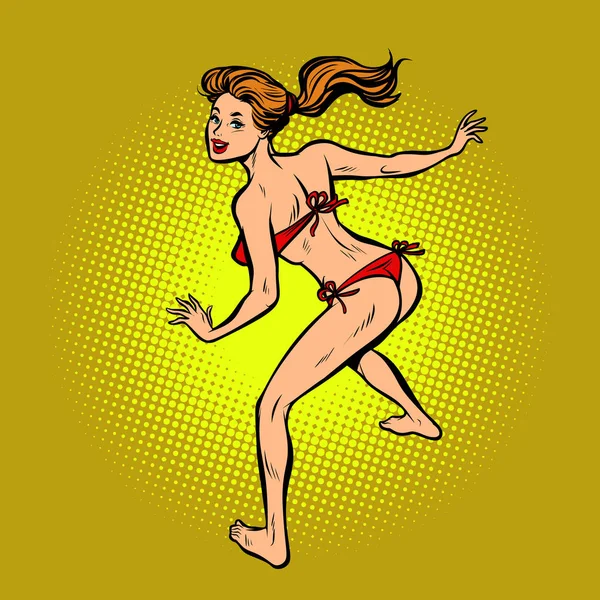 Actieve vrouw in bikini — Stockvector