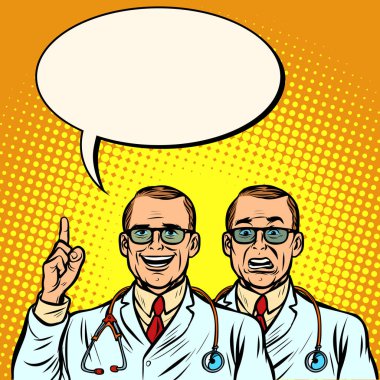 İki doktor neşeli ve şüpheci. Tıp ve sağlık