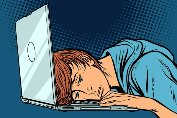 tired man at the computer - Stock Image - Everypixel
