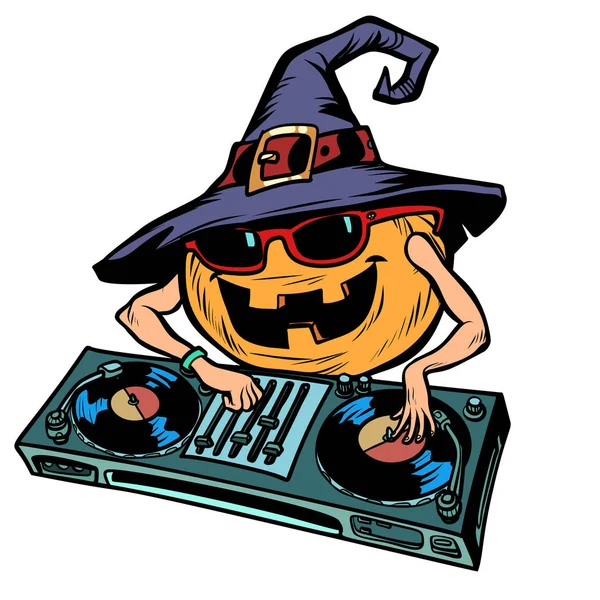 Personaje de DJ calabaza de Halloween. aislar sobre fondo blanco — Archivo Imágenes Vectoriales