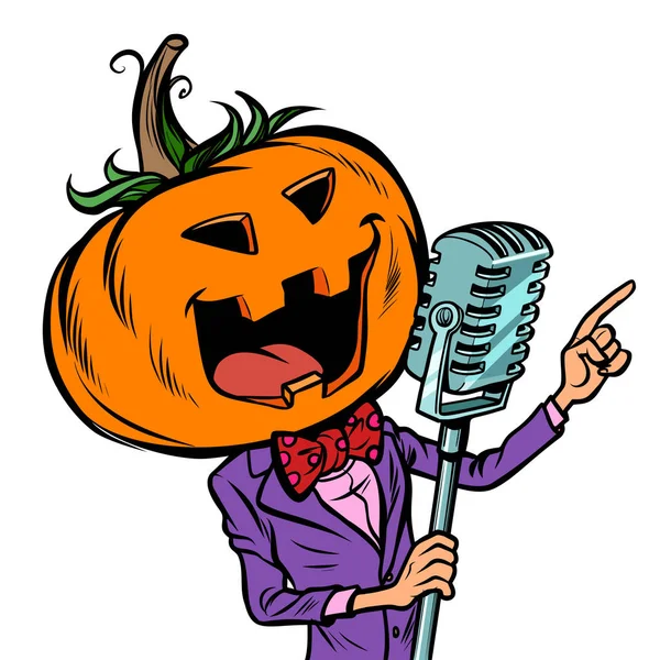 Chanteur de citrouille Halloween. Isoler sur fond blanc — Image vectorielle