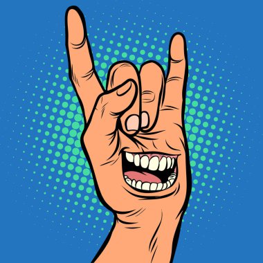 duygu, gülümse erkekler el rock jest