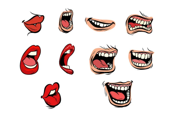 Expresión facial labios conjunto — Vector de stock