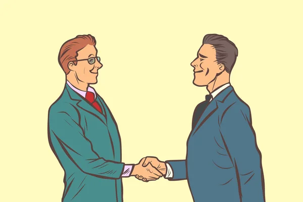 Kaksi liikemiestä kättelee. kädenpuristus — vektorikuva