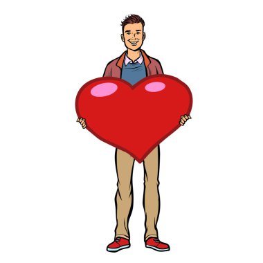 Sevgililer kalbi olan genç adamı