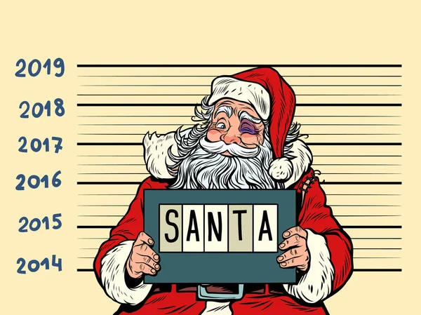 나쁜 산타 클로스입니다. 새 해 복 많이 받으세요 2019 체포 — 스톡 벡터