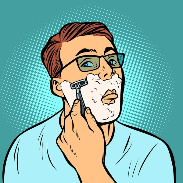 Homme rasage rasoirs — Image vectorielle