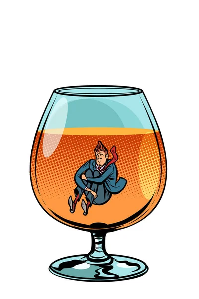 Ivrogne en verre de brandy — Image vectorielle