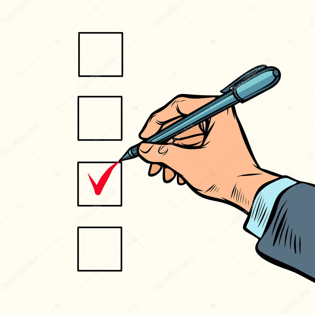 election voting check mark on the ballot