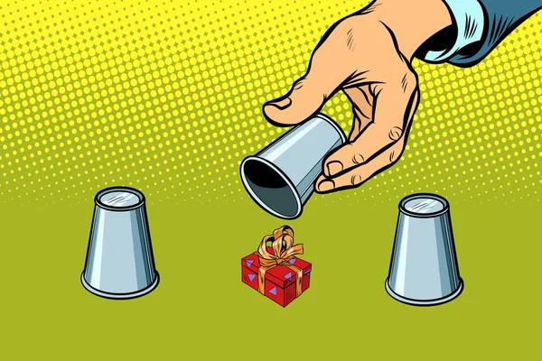 Juego Conchas Caja Regalo Dibujos Animados Cómics Arte Pop Retro — Vector de stock