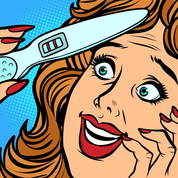 Hamilelik testi iki kadın mutluluk yüz şeritler — Stok Vektör