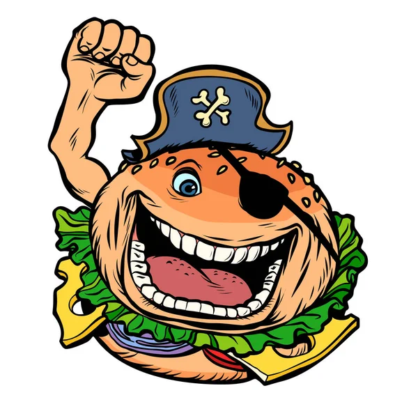Partido pirata comida rápida hamburguesa — Vector de stock