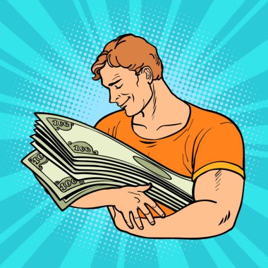 man loves money, care and preservation of Finance clipart