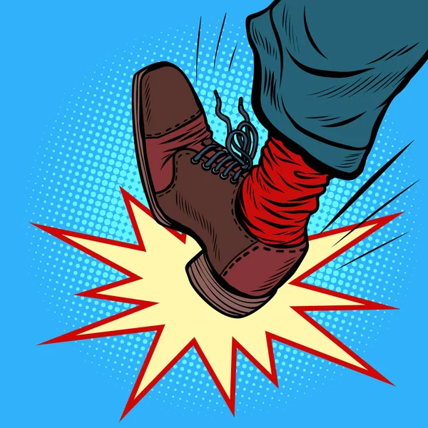 Az ember lábát rúgást harag agresszió — Stock Vector