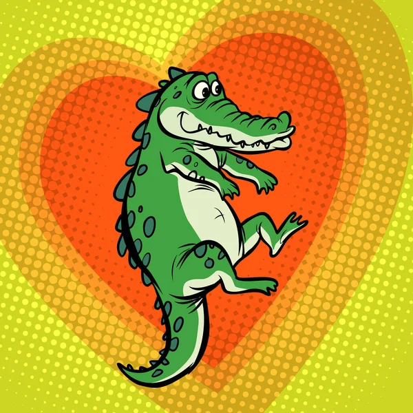 Крокодиловый характер, милая сердечная любовь — стоковый вектор