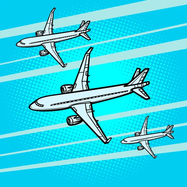 Plusieurs avions de ligne de passagers transport aérien — Image vectorielle