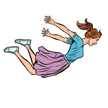 mutlu atlama kadın. Serbest uçuş