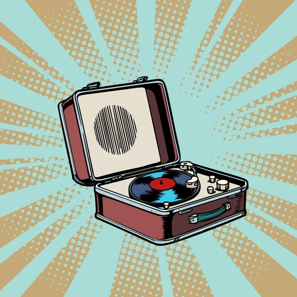 Retro vinil record player pop art fundo — Vetor de Stock