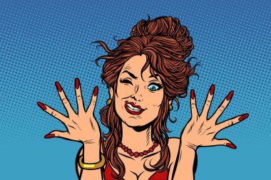 woman dries painted nails