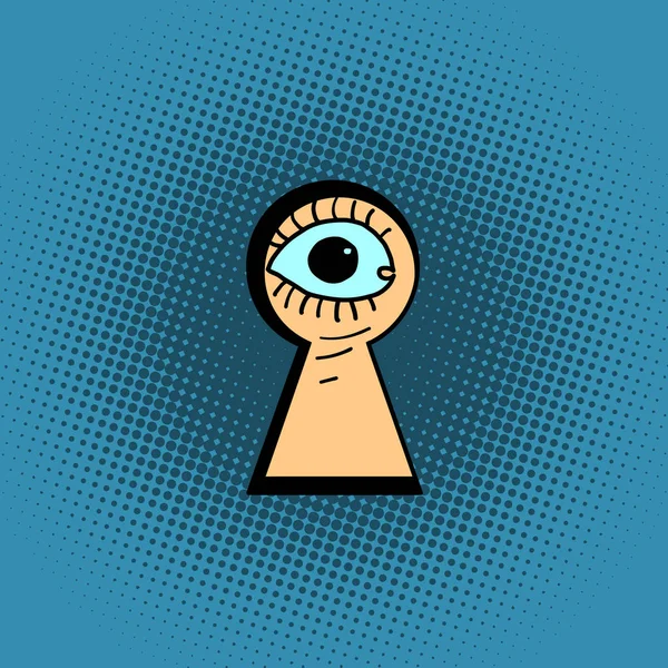 Les yeux qui regardent à travers le trou de serrure — Image vectorielle