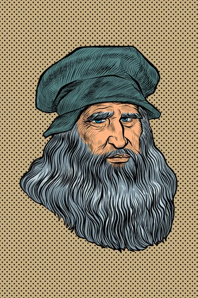 Leonardo da Vinci, İtalyan ressam, mucit ve heykeltıraş — Stok Vektör