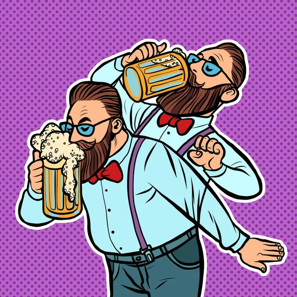 Hipster trinken einen Krug Bier — Stockvektor