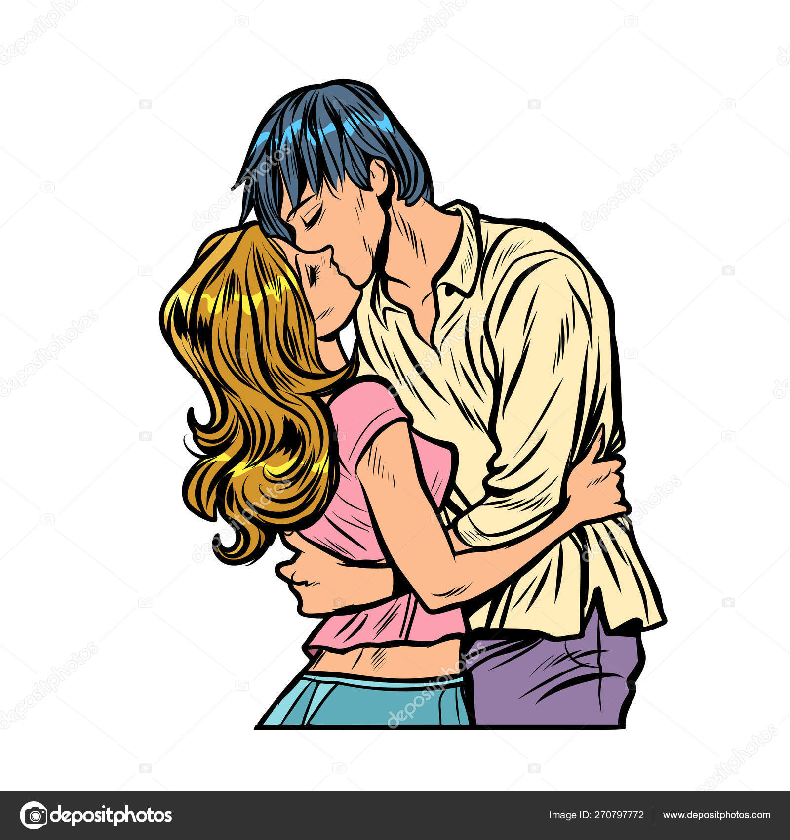 Young Couple Kissing Love Relationships Romance Stock