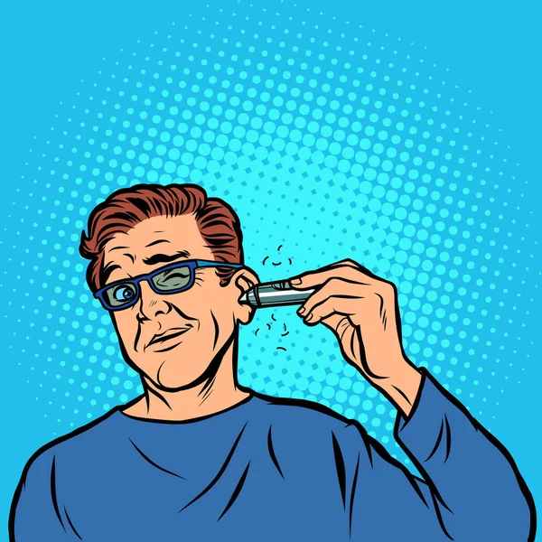 Un homme se rase les cheveux à l'oreille — Image vectorielle